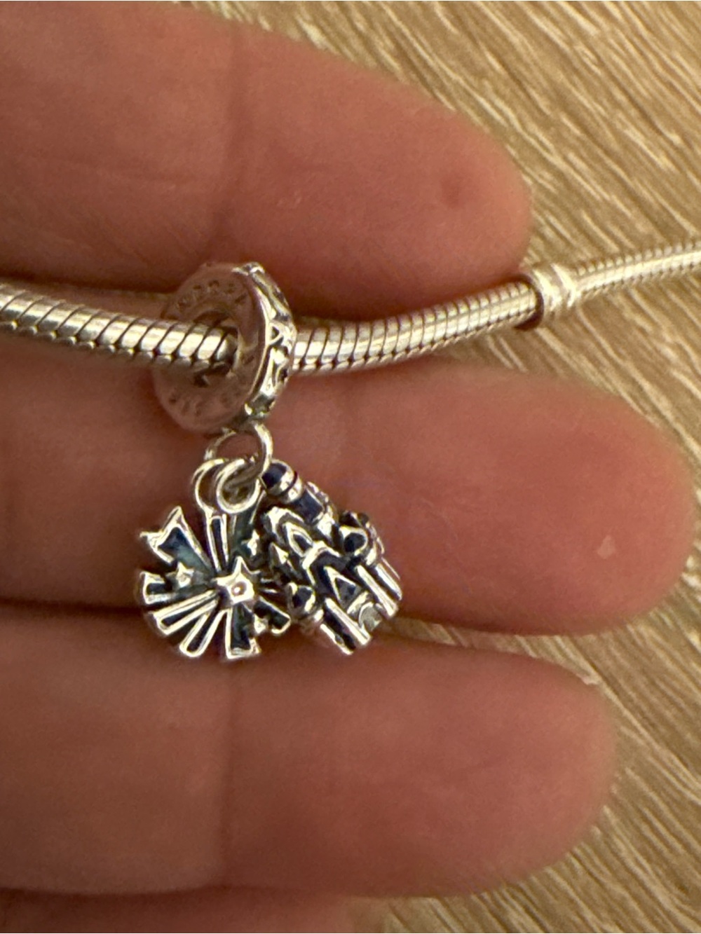 Pandora Silver Charm Bracelet with Blue Accents